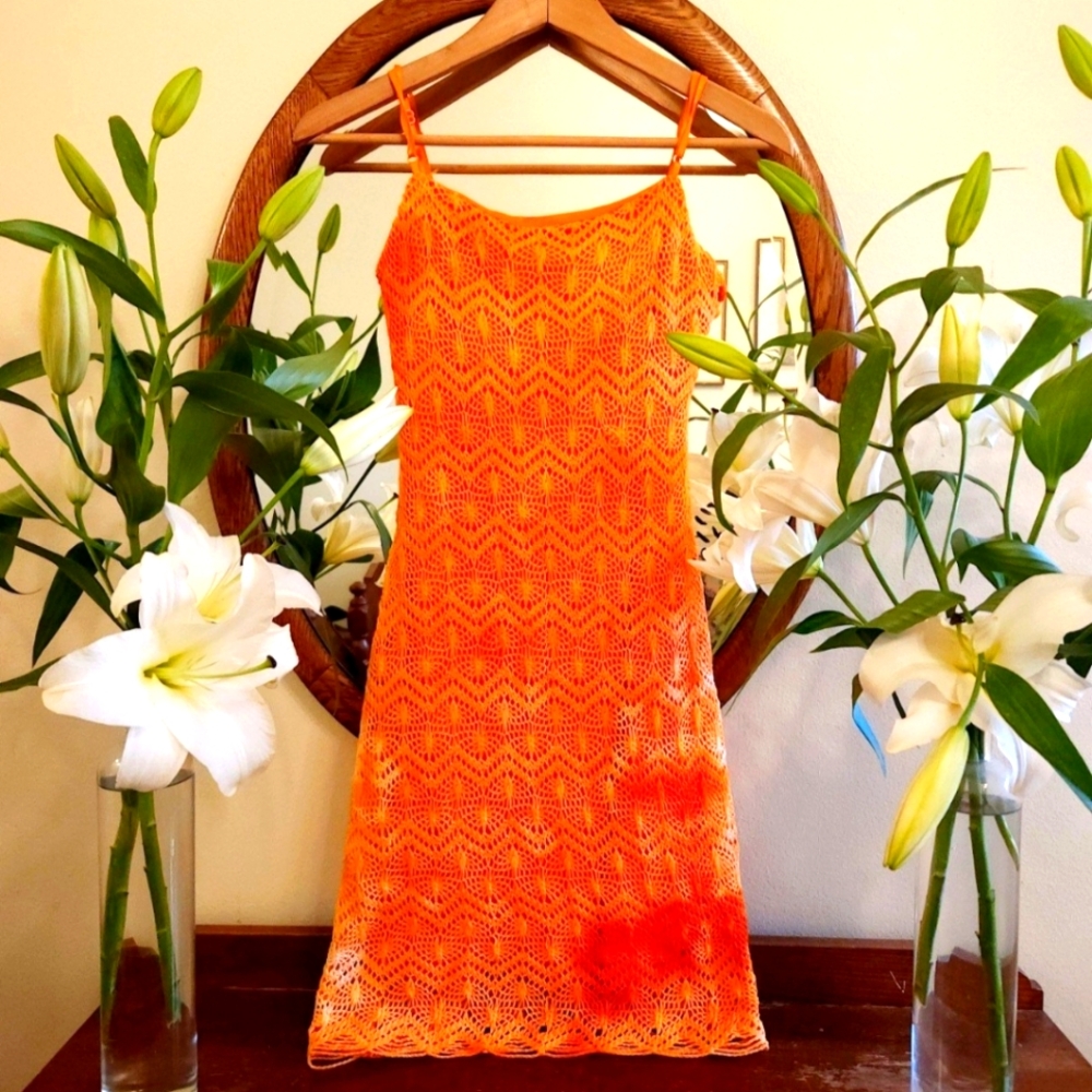 Vintage Jodi Kristopher Orange Knitted Popover Dress